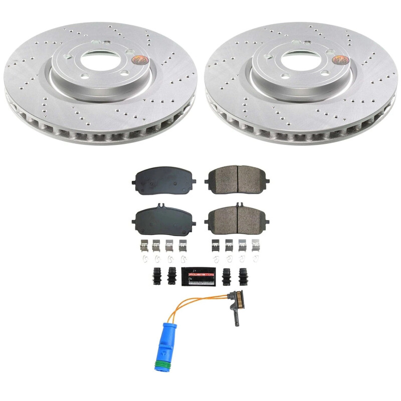 Mercedes-Benz A220 Brake Kit - Front - PowerStop - Geomet Coated Rotors + Z23 Carbon-Fiber Ceramic Pads - `19-`22