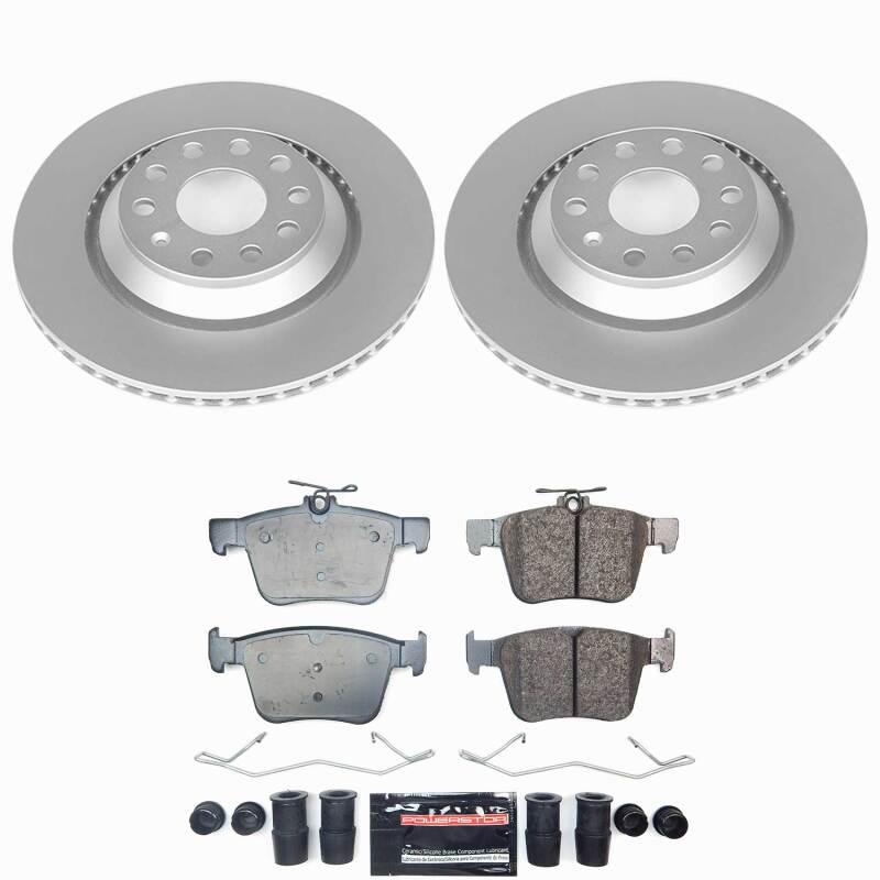 Volkswagen Atlas Brake Kit - Rear - PowerStop - Coated Rotors + Carbon-Fiber Ceramic Pads - `21-`25