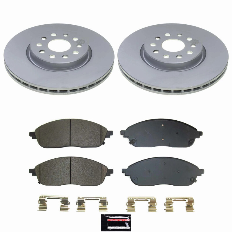 Jeep Grand Cherokee Brake Kit - Front - PowerStop - Z17 Evolution Geomet Coated Rotors + Low-Dust Ceramic Pads - `22-`24