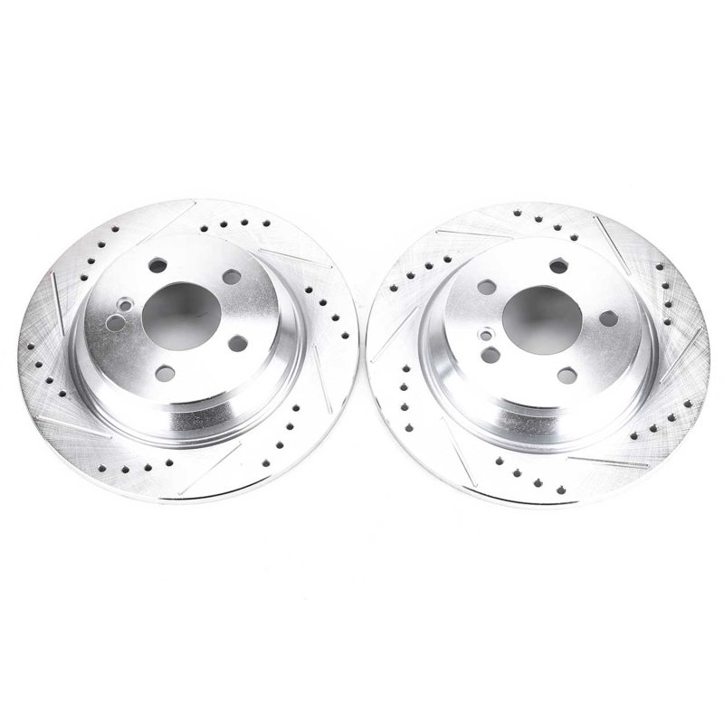 Mercedes-Benz CL550 Brake Rotors (2) - Rear - PowerStop - Evolution Drilled & Slotted - Silver - `07-`08