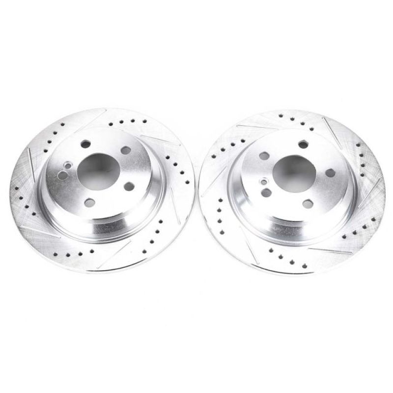 Mercedes-Benz CL550 Brake Rotors (2) - Rear - PowerStop - Evolution Drilled & Slotted - Silver - `07-`08