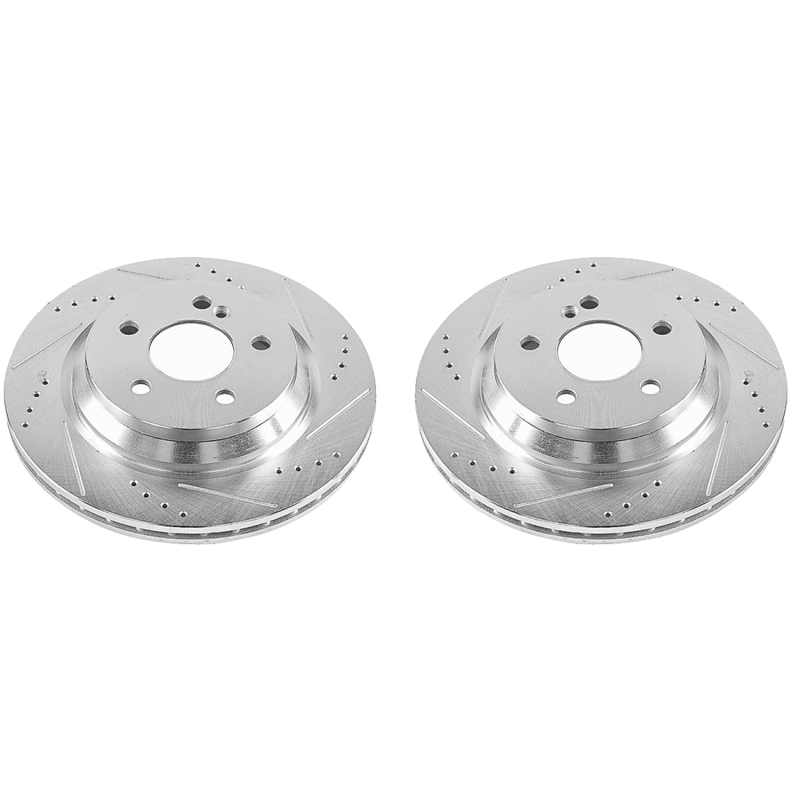 Mercedes-Benz S350 Brake Rotors (2) - Rear - PowerStop - Evolution Drilled & Slotted - Silver - `12-`13