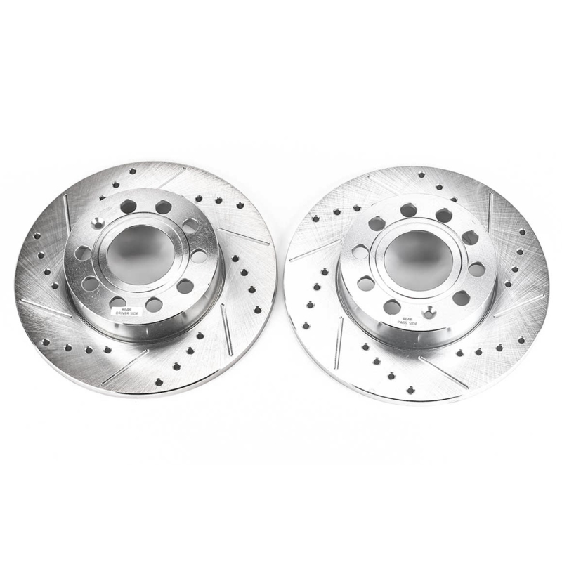 Audi A3 Brake Rotors (2) - Rear - PowerStop - Evolution Drilled & Slotted - Silver - 2008