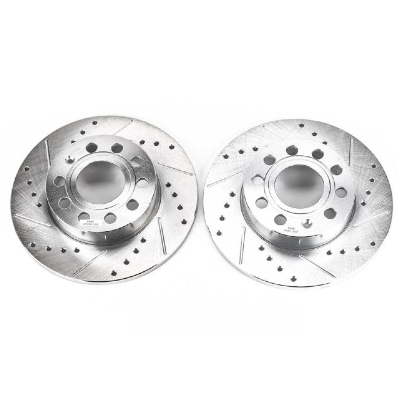 Audi A3 Brake Rotors (2) - Rear - PowerStop - Evolution Drilled & Slotted - Silver - 2008