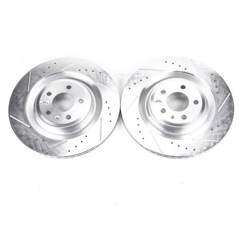 Audi A7 Quattro Brake Rotors (2) - Rear - PowerStop - Evolution Drilled & Slotted - Silver - `16-`18