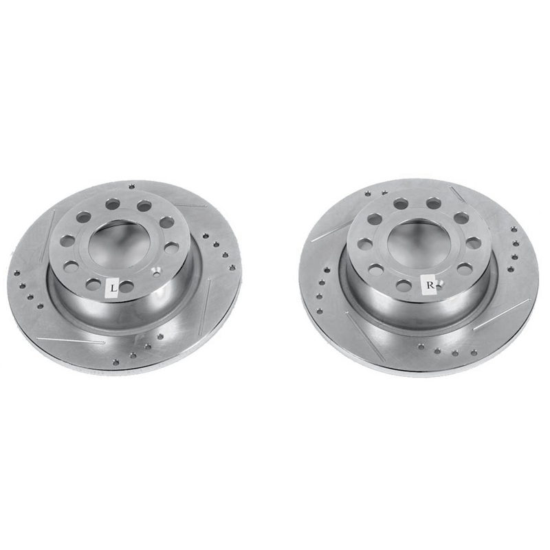 Volkswagen Eos Brake Rotors (2) - Front or Rear - PowerStop - Evolution Drilled & Slotted - Silver - 2016