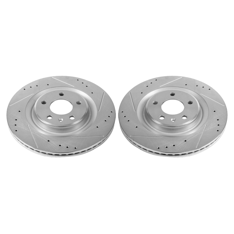 Audi A4 Brake Rotors (2) - Rear - PowerStop - Evolution Drill/Slot - Silver - `17-`19
