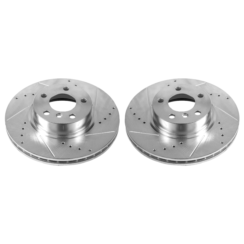 BMW X4 Brake Rotors (2) - Front - PowerStop - Evolution Drilled & Slotted - Silver - `15-`18