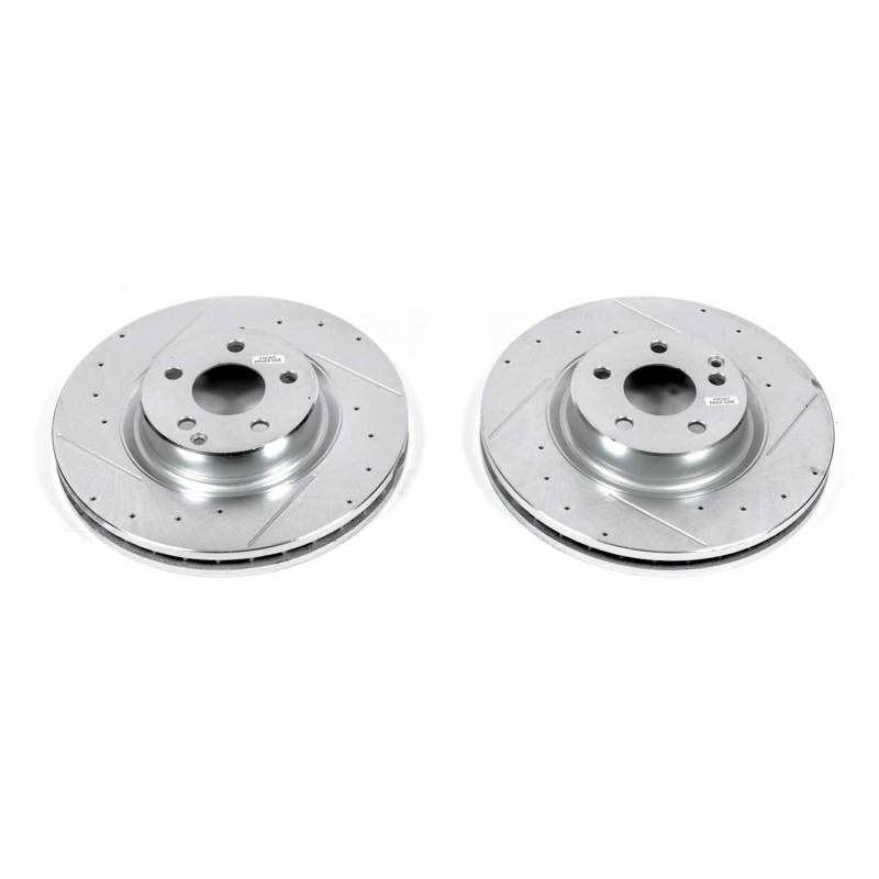 Mercedes-Benz CLS500 Brake Rotors (2) - Front - PowerStop - Evolution Drilled & Slotted Rotors - Silver - 2006
