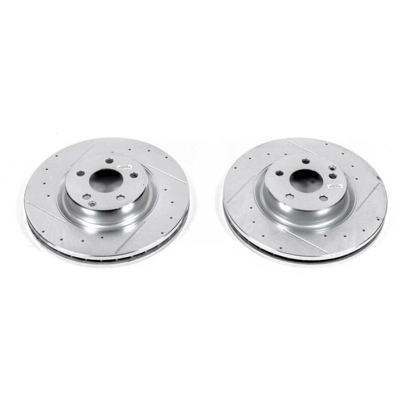 Mercedes-Benz CLS500 Brake Rotors (2) - Front - PowerStop - Evolution Drilled & Slotted Rotors - Silver - 2006