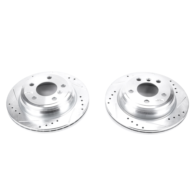 BMW 3 Series Brake Rotors (2) - Rear - PowerStop - Evolution Drilled & Slotted - Silver - `13-`18