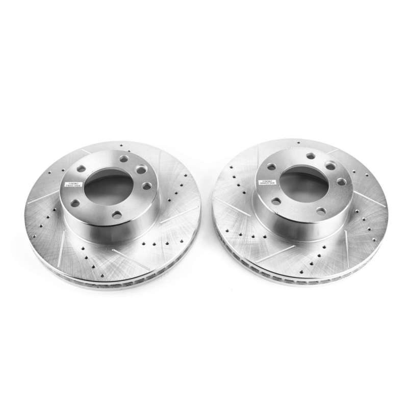 Mercedes-Benz G63 AMG Brake Rotors (2) - Front - PowerStop - Evolution Drilled & Slotted - Silver - `13-`14