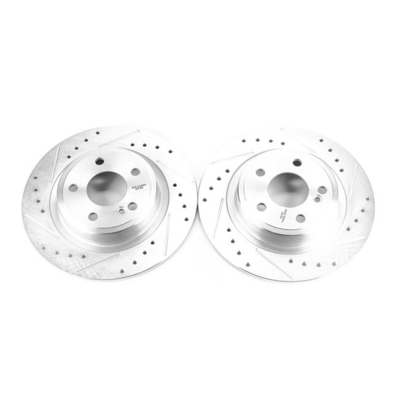 Mercedes-Benz SLC300 Brake Rotors (2) - Rear - PowerStop - Evolution Drilled & Slotted Rotors - Silver - `17-`18