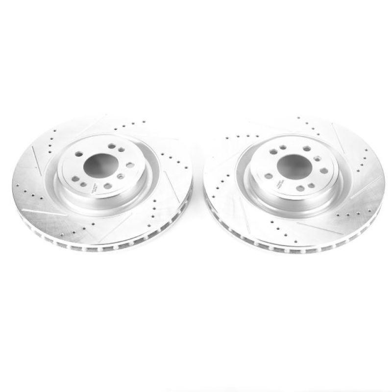 Mercedes-Benz GL350 Brake Rotors (2) - Front - PowerStop - Evolution Drilled & Slotted - Silver - `13-`16