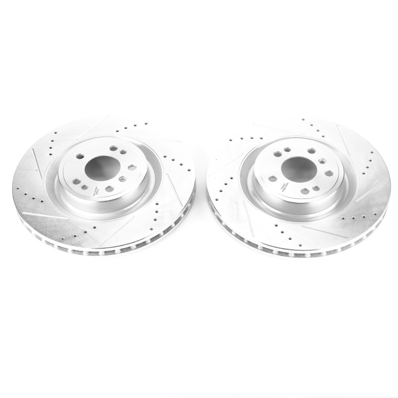 Mercedes-Benz GL350 Brake Rotors (2) - Front - PowerStop - Evolution Drilled & Slotted - Silver - `13-`16
