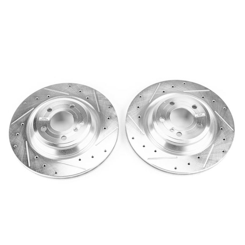 Mercedes-Benz SL400 Brake Rotors (2) - Rear - PowerStop - Evolution Drilled & Slotted - Silver - `15-`16