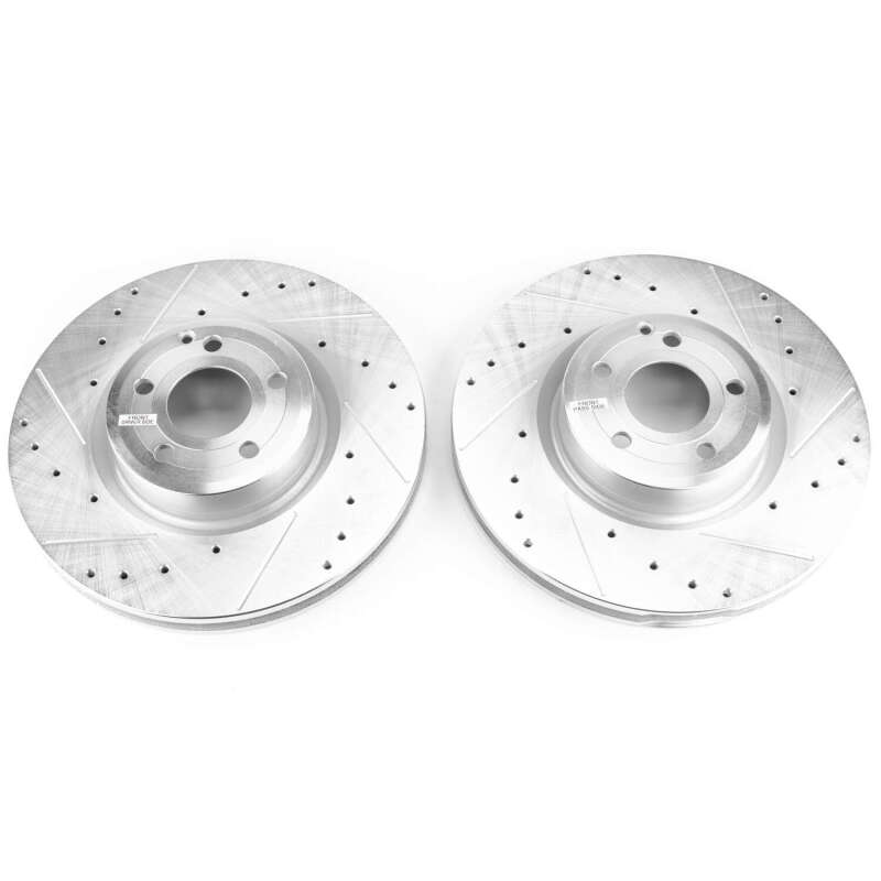 Mercedes-Benz SL400 Brake Rotors (2) - Front - PowerStop - Evolution Drilled & Slotted - Silver - `15-`16