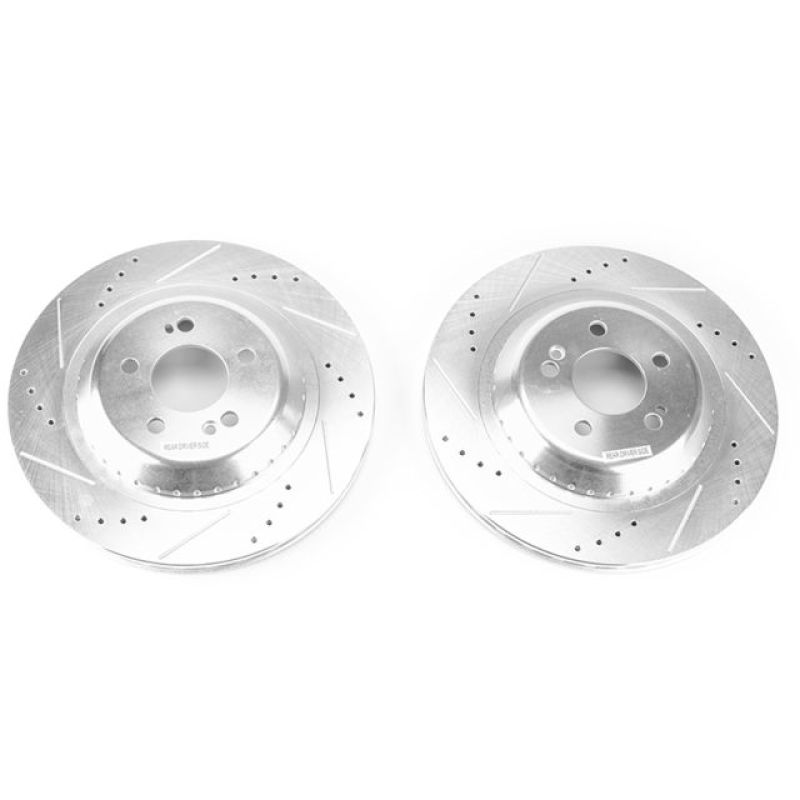 Mercedes-Benz Maybach S550 Brake Rotors (2) - Rear - PowerStop - Evolution Drilled & Slotted - Silver - 2017
