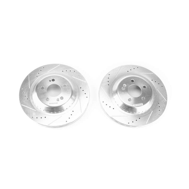 Mercedes-Benz Maybach S550 Brake Rotors (2) - Rear - PowerStop - Evolution Drilled & Slotted - Silver - 2017