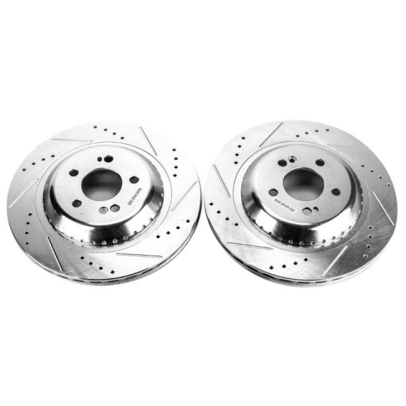 Mercedes-Benz Maybach S550 Brake Rotors (2) - Rear - PowerStop - Evolution Drilled & Slotted - Silver - 2017