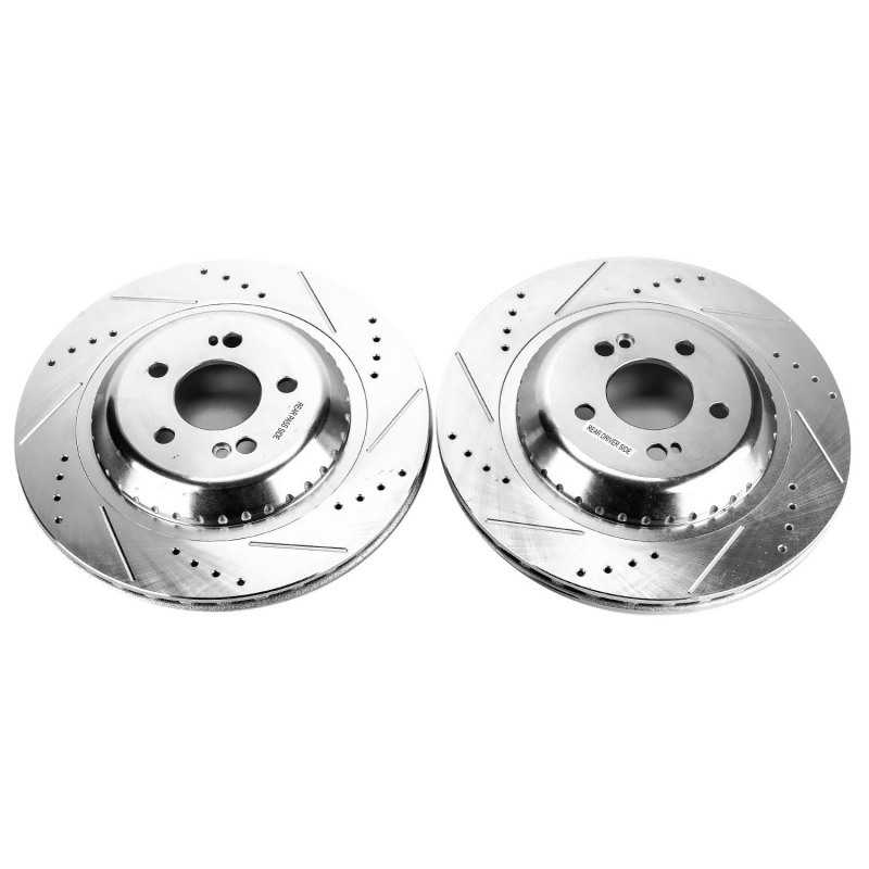 Mercedes-Benz Maybach S550 Brake Rotors (2) - Rear - PowerStop - Evolution Drilled & Slotted - Silver - 2017