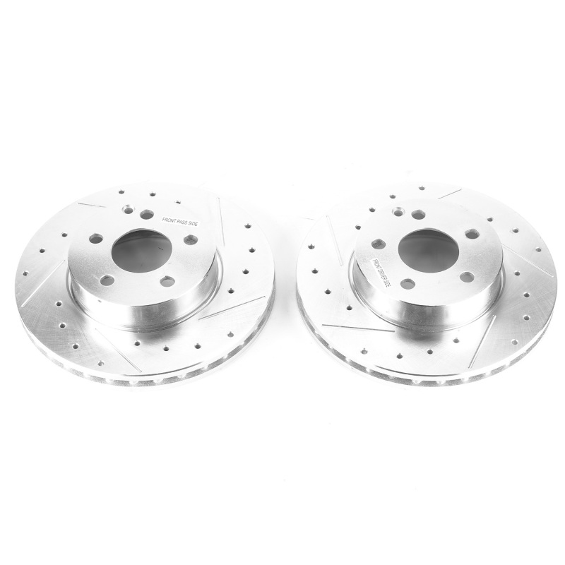 Mercedes-Benz C250 Brake Rotors (2) - Front - PowerStop - Evolution Drilled & Slotted - Silver - `15-`16