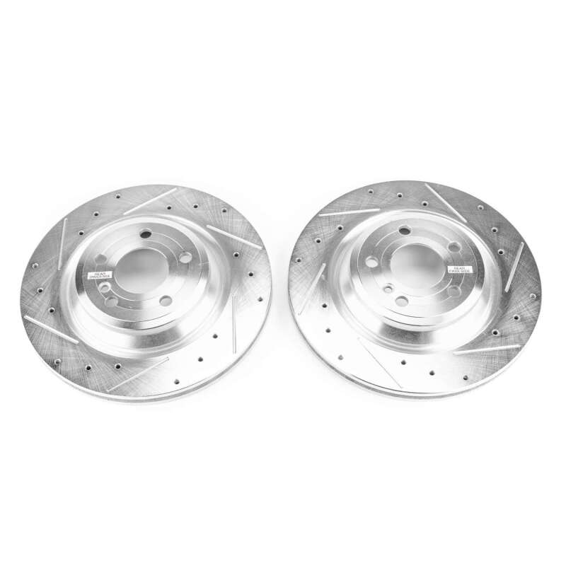 Mercedes-Benz SL400 Brake Rotors (2) - Rear - PowerStop - Evolution Drilled & Slotted - Silver - `15-`16
