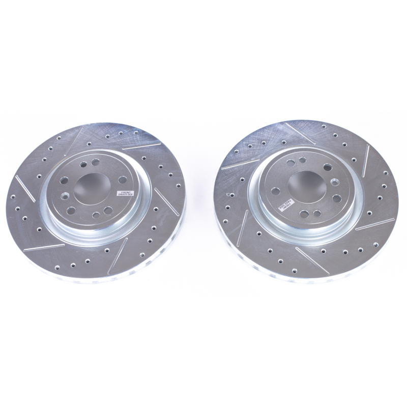 Mercedes-Benz GLE350 Brake Rotors (2) - Front - PowerStop - Evolution Drilled & Slotted Rotors - Silver - 2018