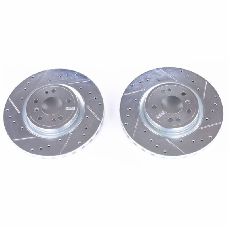 Mercedes-Benz GLE350 Brake Rotors (2) - Front - PowerStop - Evolution Drilled & Slotted Rotors - Silver - 2018