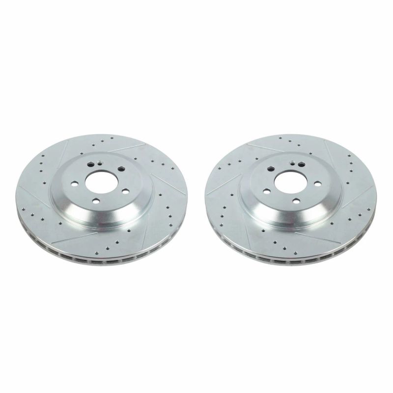 Mercedes-Benz CLS450 Brake Rotors (2) - Rear - PowerStop - Evolution Drilled & Slotted - Silver - `19-`20