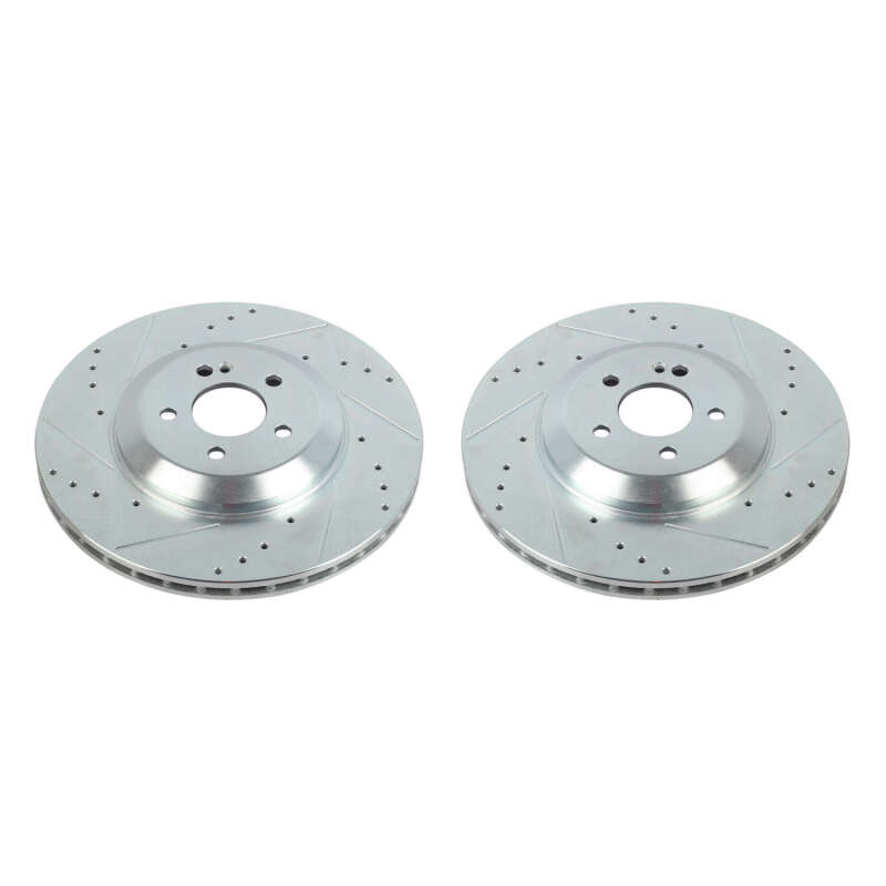 Mercedes-Benz CLS450 Brake Rotors (2) - Rear - PowerStop - Evolution Drilled & Slotted - Silver - `19-`20