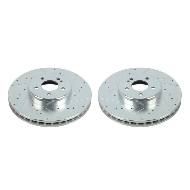 Mercedes-Benz GLC300 Brake Rotors (2) - Front - PowerStop - Evolution Drilled & Slotted - Silver - `16-`20