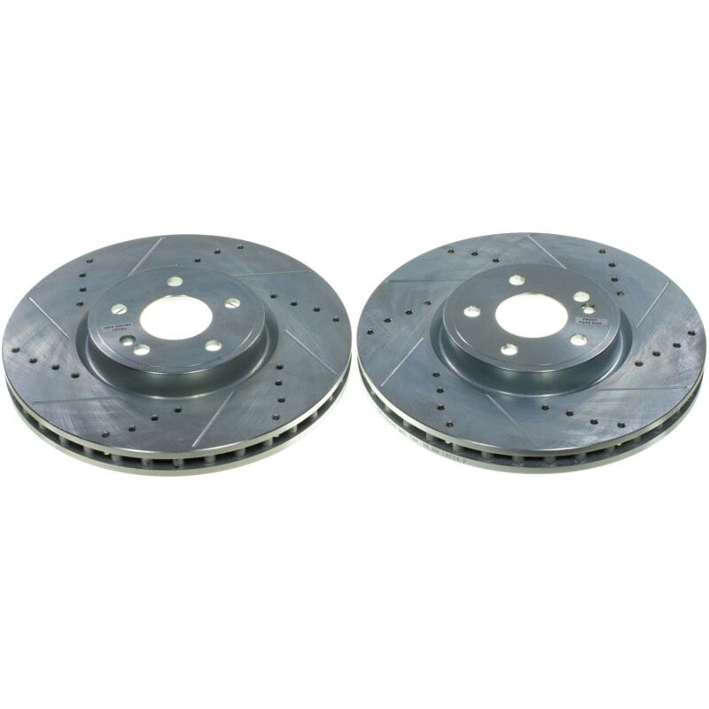 Mercedes-Benz A220 Brake Rotors (2) - Front - PowerStop - Evolution Drilled & Slotted - Silver - `19-`22