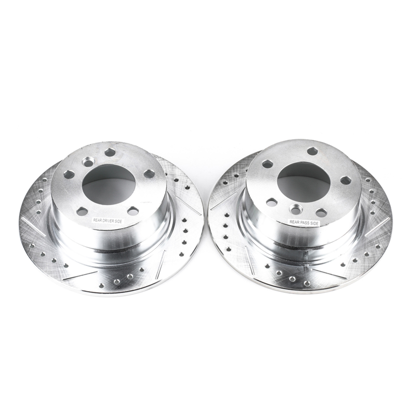 BMW Z3 Brake Rotors (2) - Rear - PowerStop - Evolution Drilled & Slotted - Silver - `96-`02