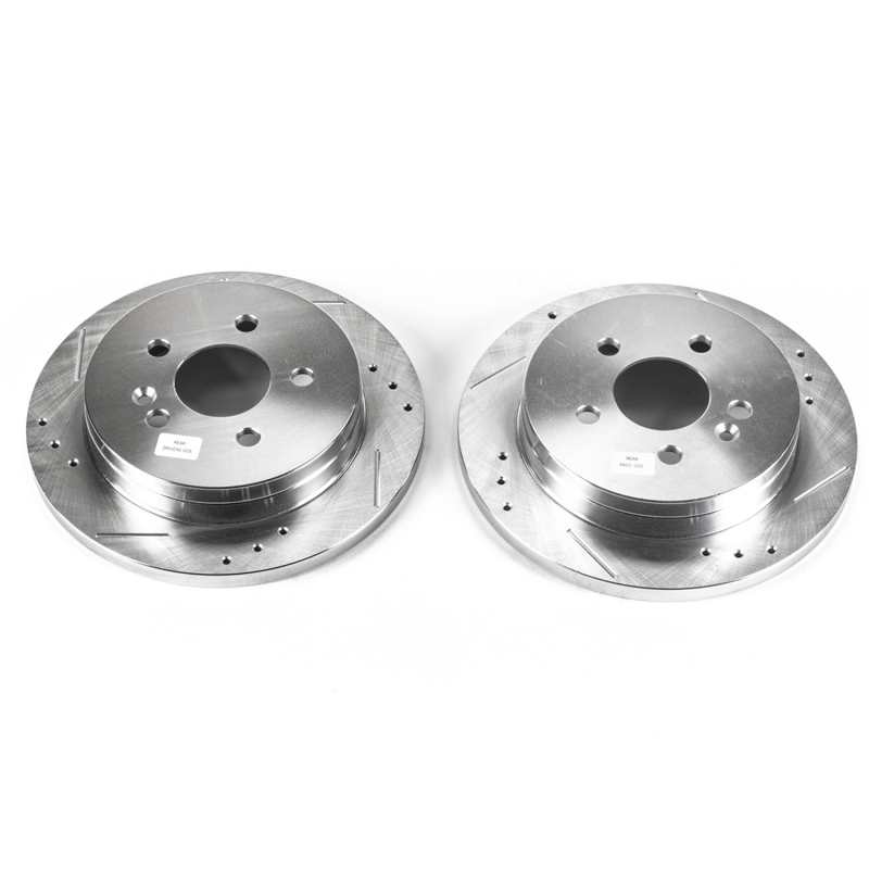 Mercedes-Benz ML320 Brake Rotors (2) - Rear - PowerStop - Evolution Drilled & Slotted - Silver - `98-`03