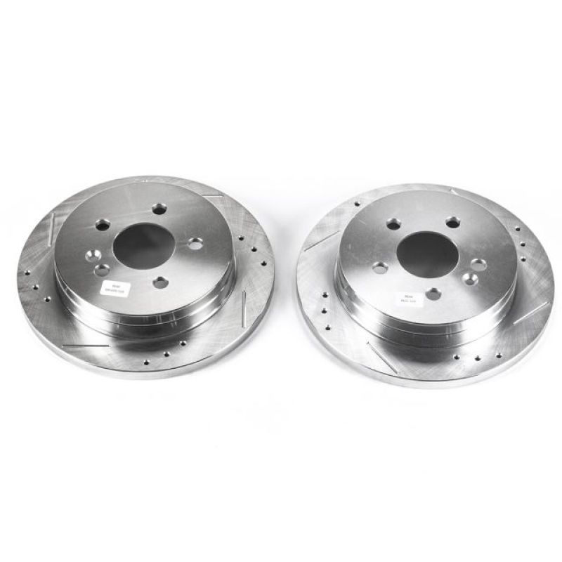 Mercedes-Benz ML320 Brake Rotors (2) - Rear - PowerStop - Evolution Drilled & Slotted - Silver - `98-`03