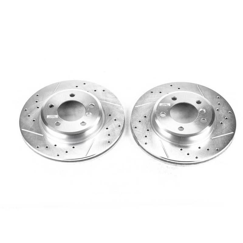 BMW 323i Brake Rotors (2) - Front - PowerStop - Evolution Drilled & Slotted - Silver - 2000