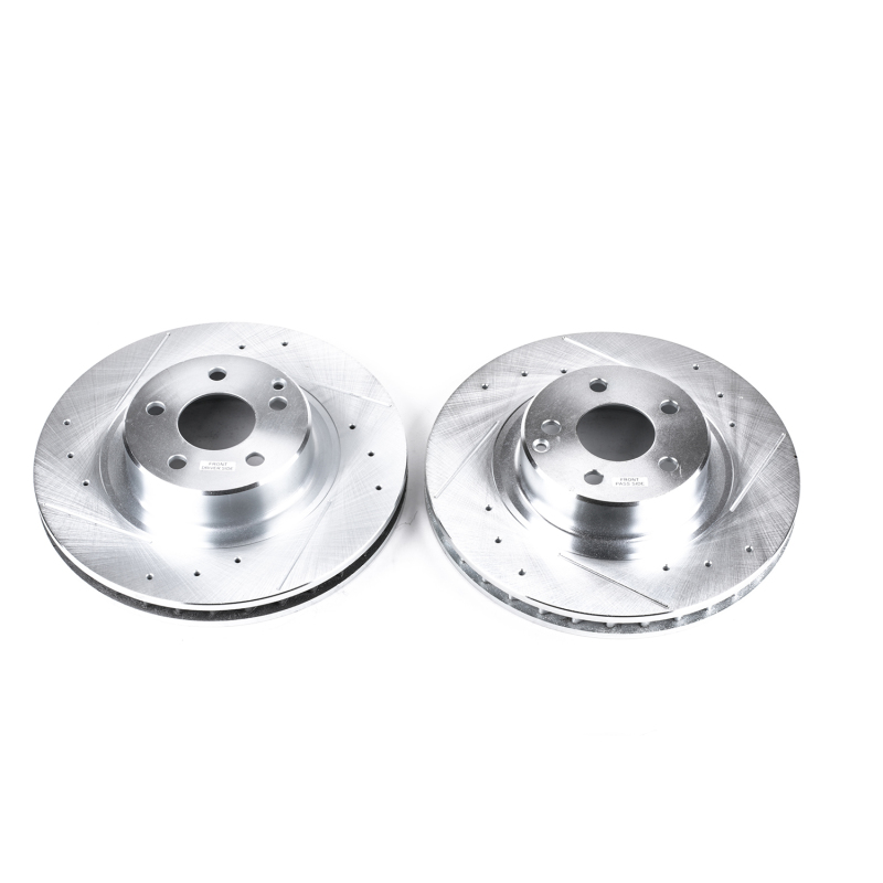 Mercedes-Benz CL500 Brake Rotors (2) - Front - PowerStop - Evolution Drilled & Slotted - Silver - `99-`03