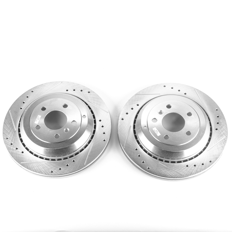 Mercedes-Benz G55 AMG Brake Rotors (2) - Rear - PowerStop - Evolution Drilled & Slotted - Silver - `05-`06