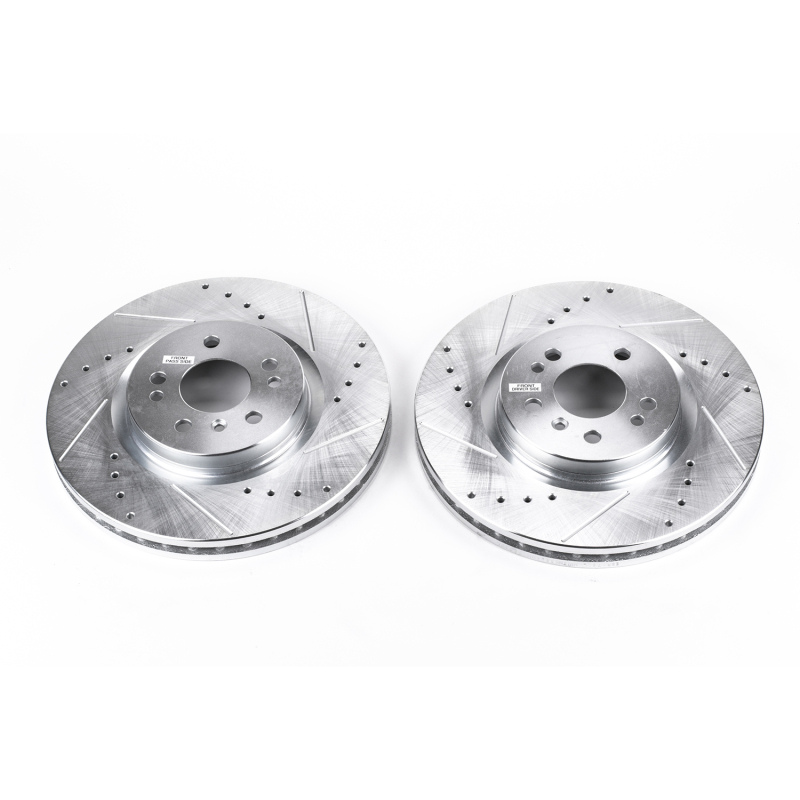 Mercedes-Benz ML320 Brake Rotors (2) - Front - PowerStop - Evolution Drilled & Slotted - Silver - `07-`09