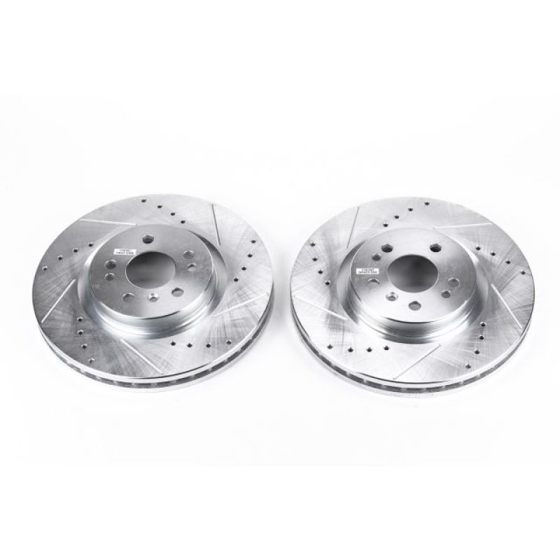 Mercedes-Benz ML320 Brake Rotors (2) - Front - PowerStop - Evolution Drilled & Slotted - Silver - `07-`09