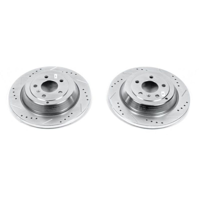 Mercedes-Benz ML320 Brake Rotors (2) - Rear - PowerStop - EVOLUTION DRILLED & SLOTTED - Silver - `07-`09