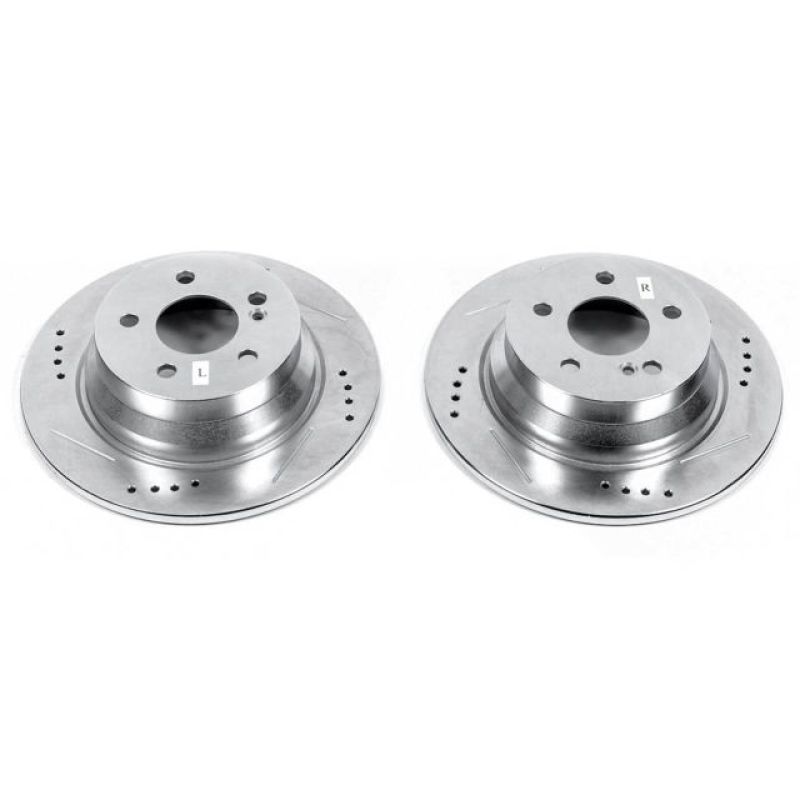Mercedes-Benz E250 Brake Rotors (2) - Rear - PowerStop - Evolution Drilled & Slotted - Silver - `14-`16