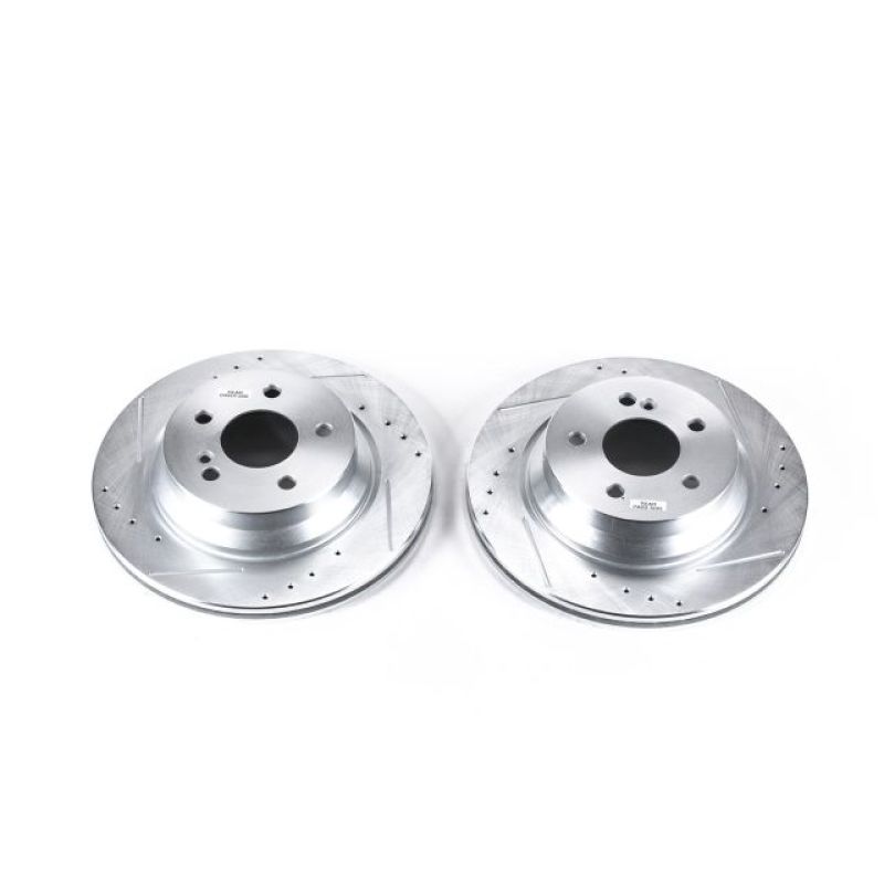 Mercedes-Benz CLS400 Brake Rotors (2) - Rear - PowerStop - Evolution Drilled & Slotted - Silver - `15-`18
