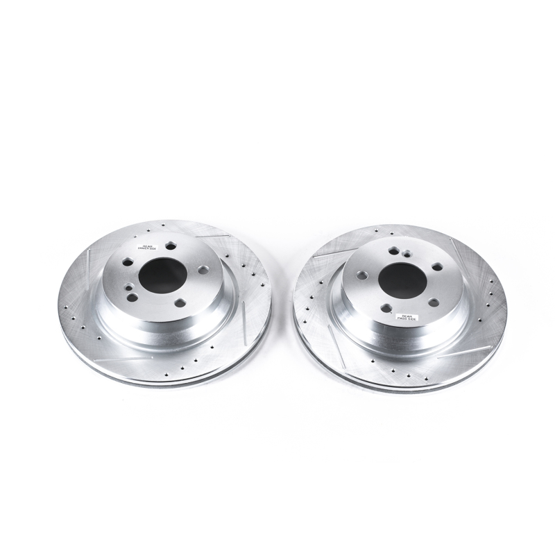 Mercedes-Benz CLS400 Brake Rotors (2) - Rear - PowerStop - Evolution Drilled & Slotted - Silver - `15-`18