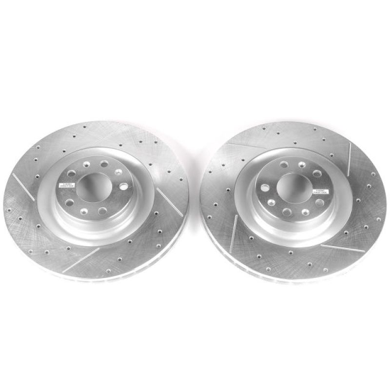 Audi A6 Quattro Brake Rotors (2) - Front - PowerStop - Evolution Drilled & Slotted - Silver - `09-`10