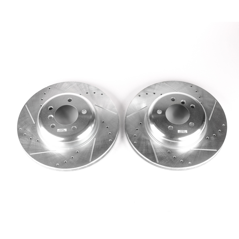 BMW 535i Brake Rotors (2) - Front - PowerStop - Evolution Drilled & Slotted - Silver - `08-`10