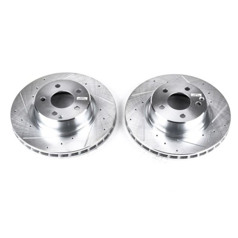 Mercedes-Benz CL500 Brake Rotors (2) - Front - PowerStop - Evolution Drilled & Slotted - Silver - `03-`06