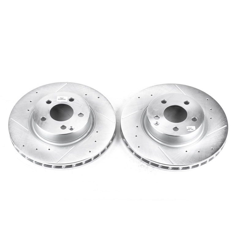 Mercedes-Benz E350 Brake Rotors (2) - Front - PowerStop - Evolution Drilled & Slotted - Silver - 2006