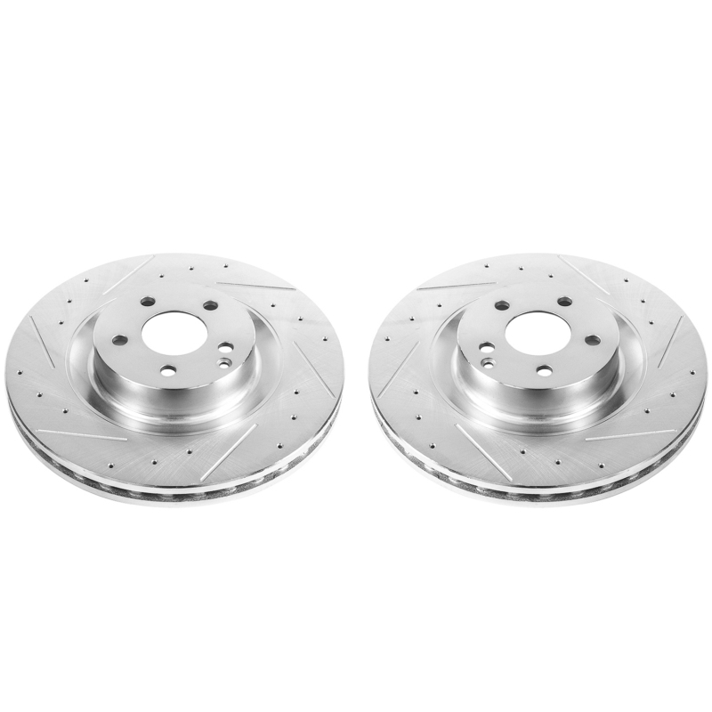 Mercedes-Benz CL550 Brake Rotors (2) - Front - PowerStop - Evolution Drilled & Slotted Rotors - Silver - `09-`14